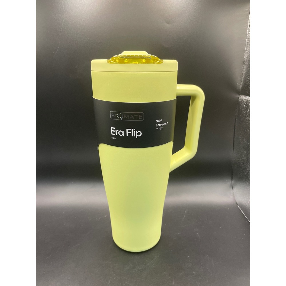 Brumate Era Flip 40oz Tumbler Electric Lime Leakproof Insulated Straw Mug NEW